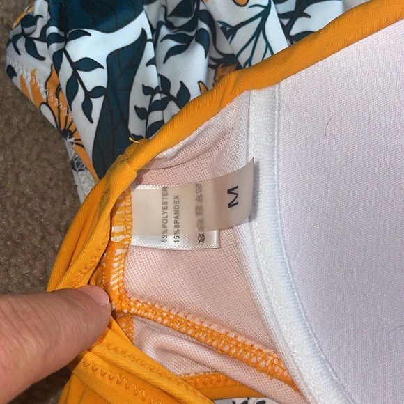 Yellow Bikini Top with Floral High-Waisted Bottoms size medium summer bikini - Picture 7 of 13